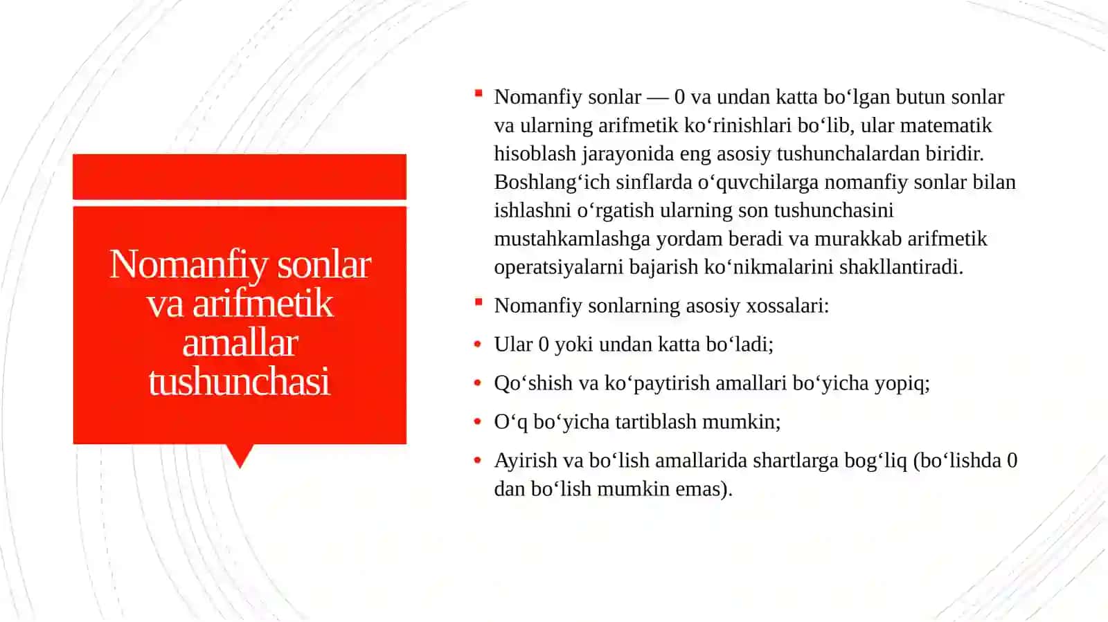 NOMANFIY SONLAR USTIDA ARIFMETIK AMALLARNI O'RGATISH METODIKASI 4
