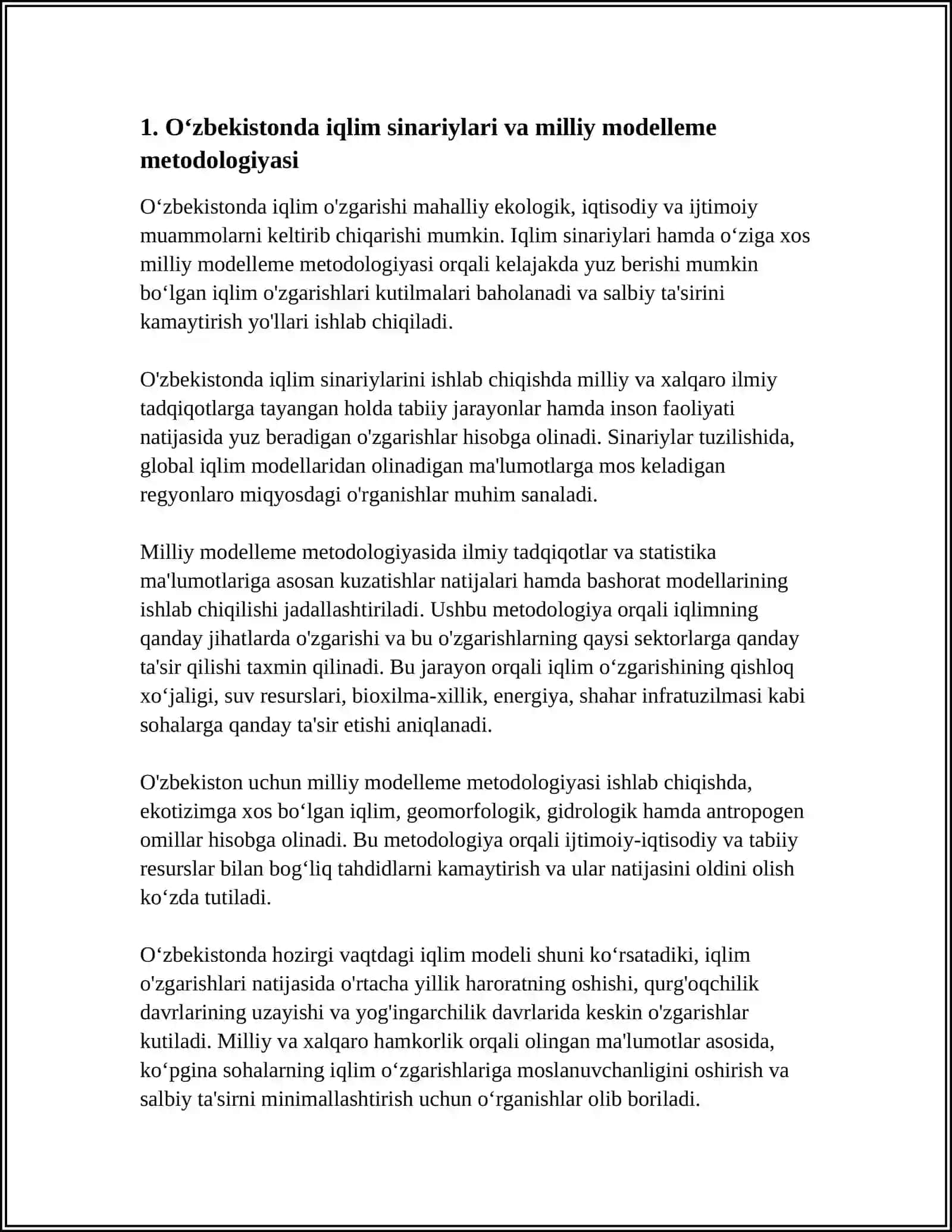 IQLIM SINARIYLARI VA OʻZBEKISTONGA MOSLASHTIRISH 4