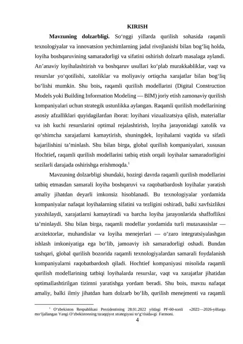 Loyiha boshqaruvida raqamli qurilish modellarini tashkil etish va ularning samaradorligini boshqarish (Hochtief misolida) 4