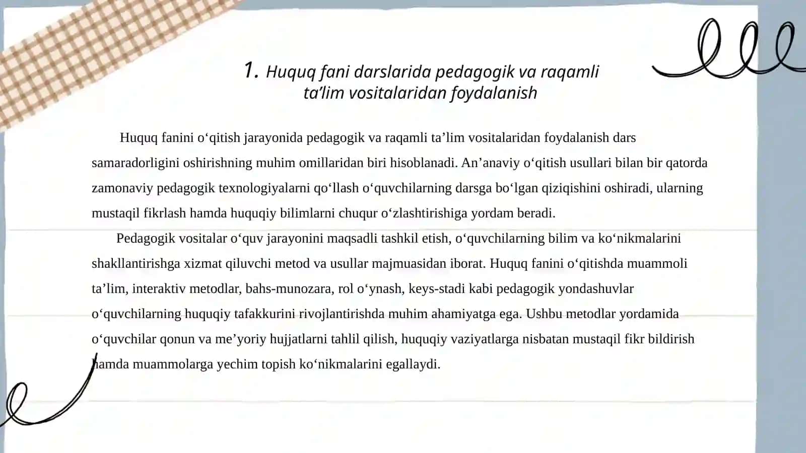 Xuquq fanlarini o’qitishda mediamateriallar va raqamli ta’lim vositalaridan foydalanish usullari 4