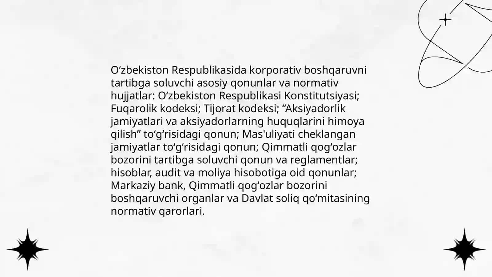 Korporativ boshqaruvning me'yoriy huquqiy asoslari 4