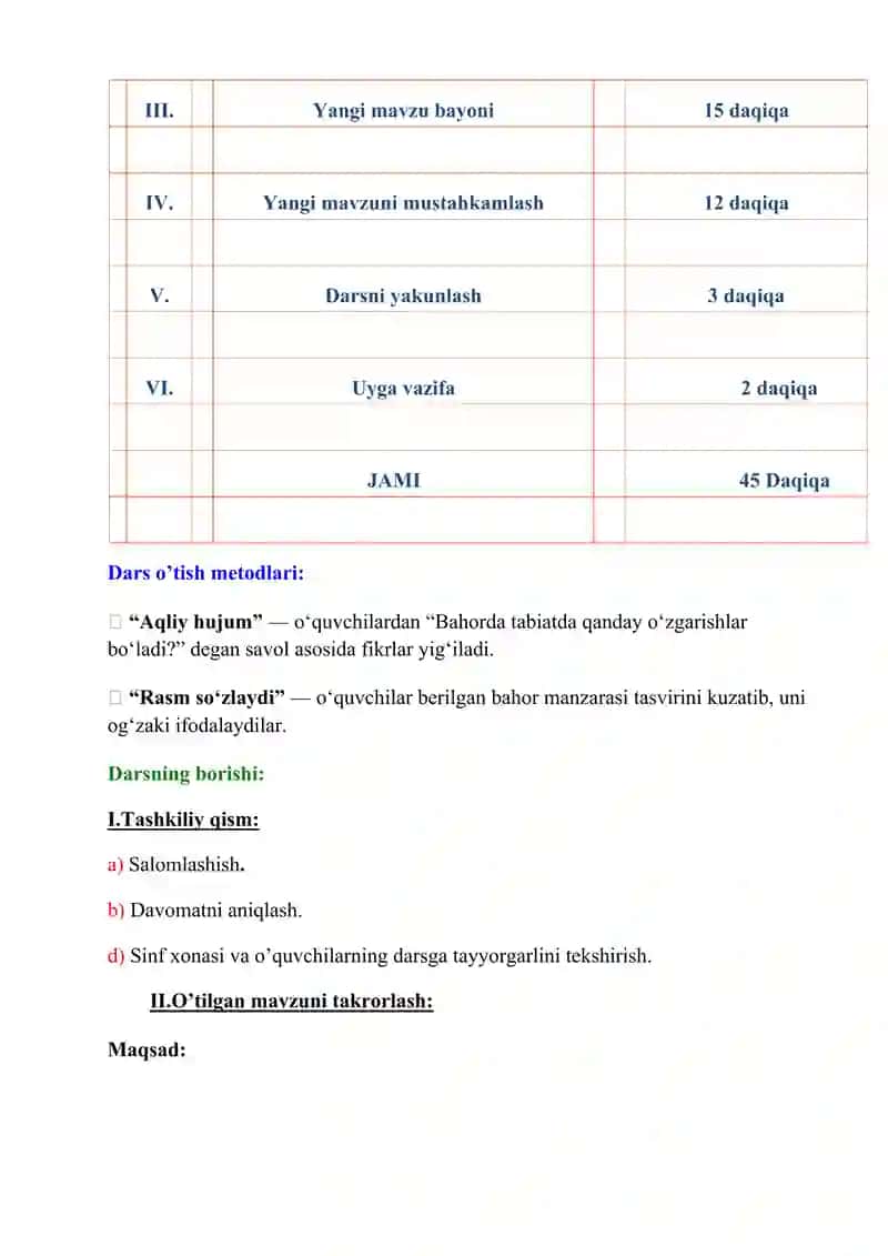 (1-sinf O'qish va tasviriy san’at fanidan integratsiyalashgan 1 soatli dars ishlanmasi.) 4
