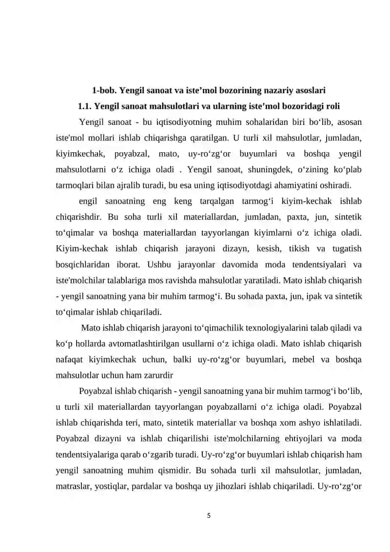 O'zbekiston Respublikasida yengil sanoat mahsulotlari iste’molchilarini segmentlash 4