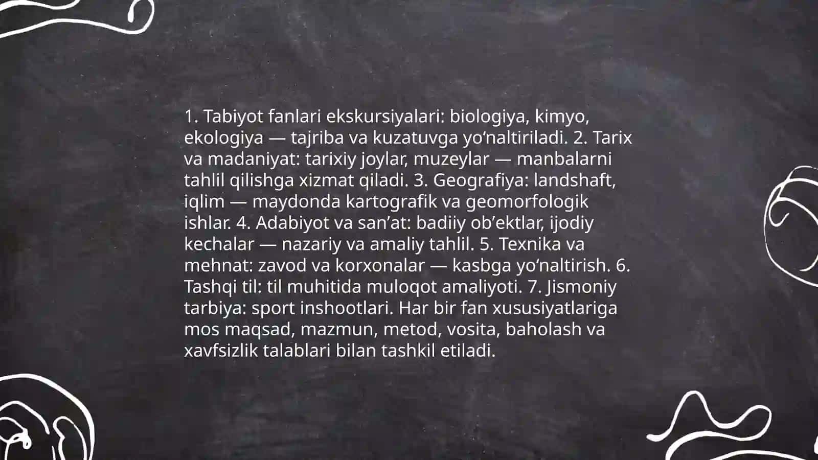 Ekskursiyasi darslarini turlarga ajratish va ularni metodik tahlili qilish Rayhona 4