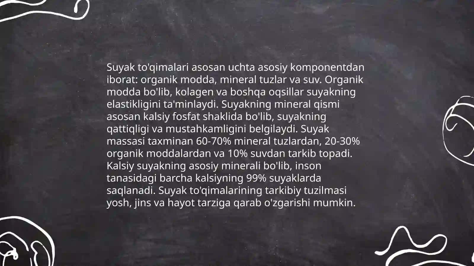 Organizimdagi suyaklarning tuzilishi ularning yosh xususiyatlari va turlari 4