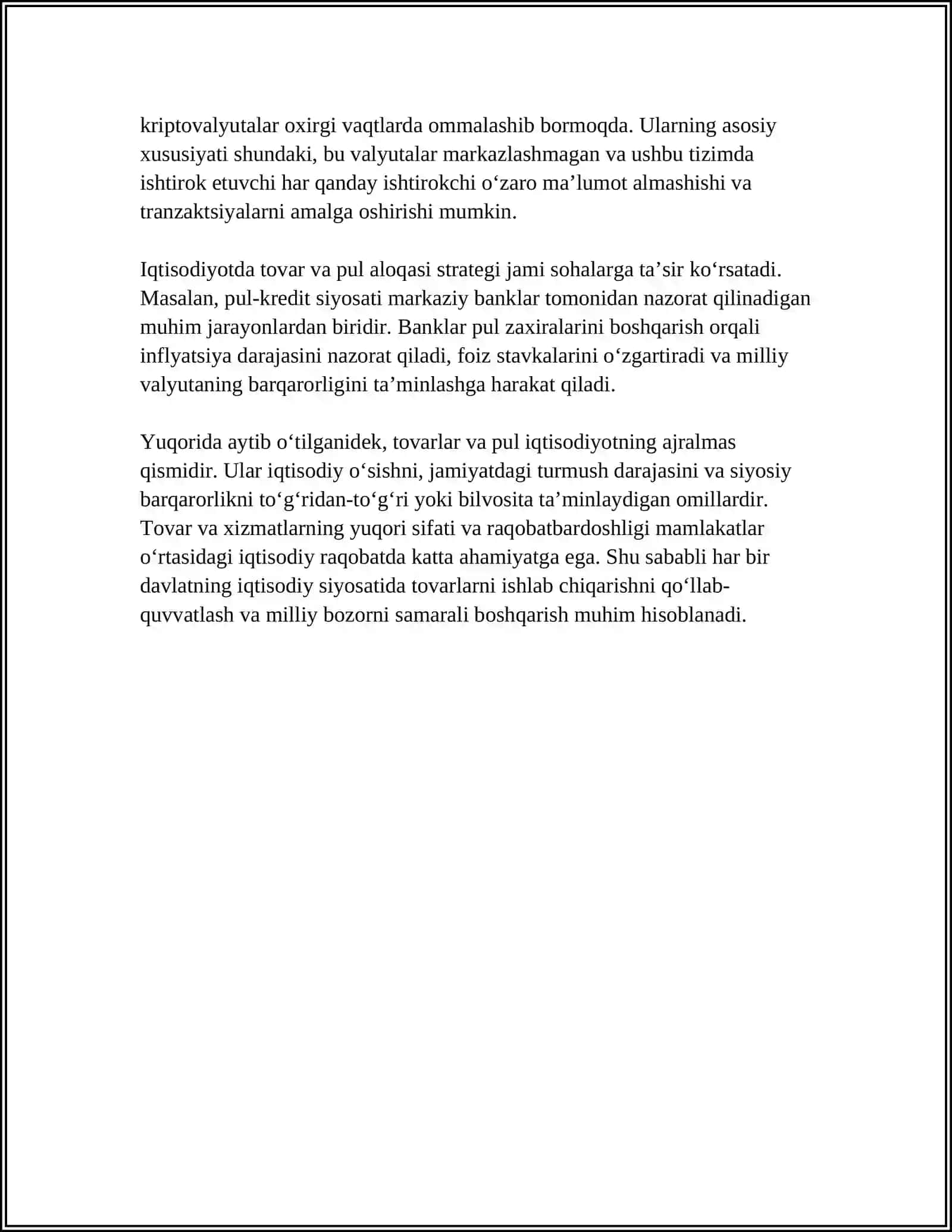 Tovar va pul tushunchalari va iqtisodiy mohiyati 4