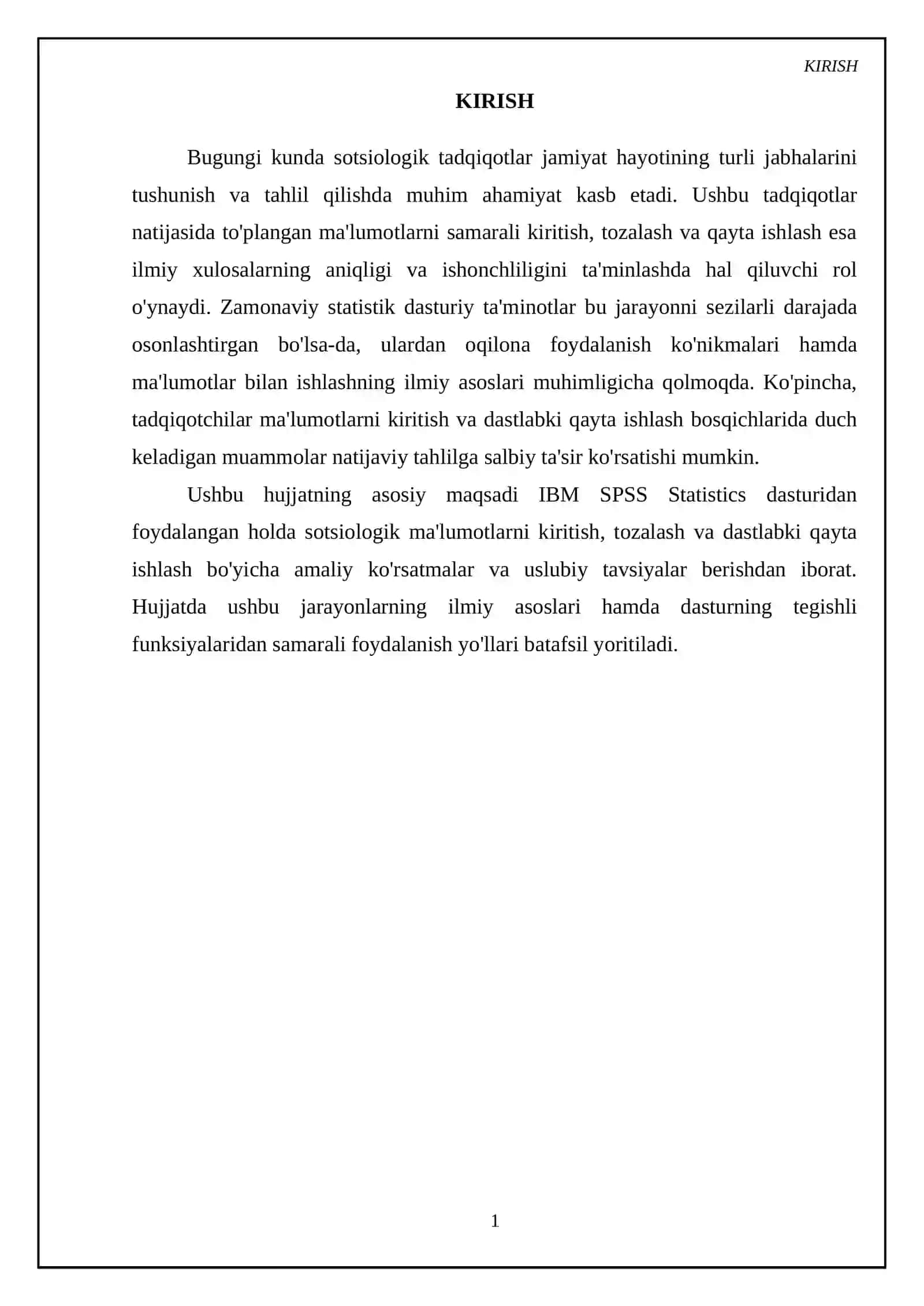 IBM SPSS Statistics dasturida sotsiologik ma'lumotlarni kiritish va qayta ishlash 4