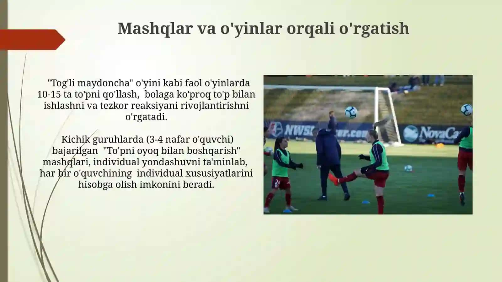 O'yinda to'pni boshqrishning texnik usullarini o'rgatish 4