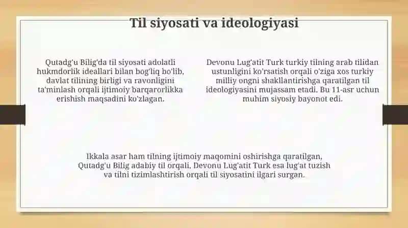 Qutadg'ubilig va Devonulug‘otitturk asarlaribo'yichasotsiolingvistiktahlillar 4