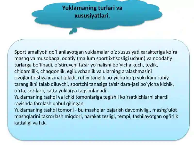 Sportda yuklamalar va ularning sportchilar organizmiga ta’siri 4