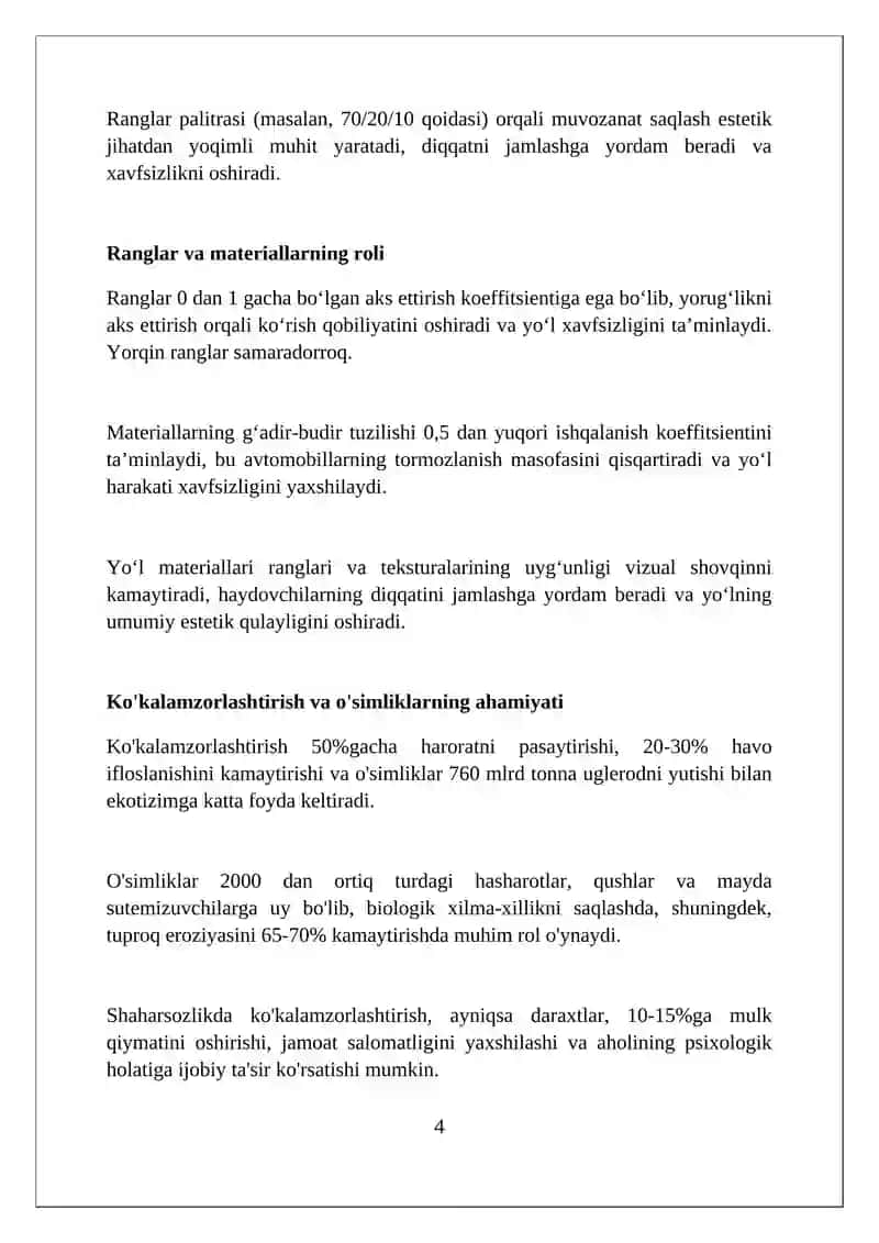 Yo'l estetikasining majburiy darsliklari: Kirish 4