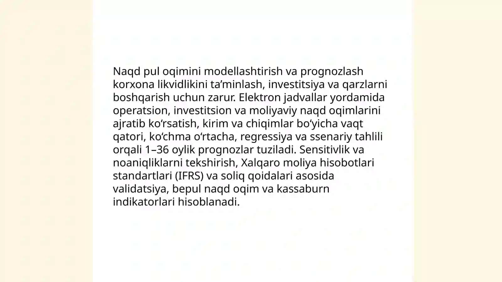 Iqtisodiyot va moliya sohasidagi amaliy vazifalarni yechish uchun elektron jadvallardan foydalanish 4