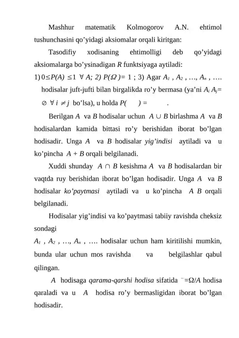 Ehtimollar nazariyasi va matematik statistika elementlari 4