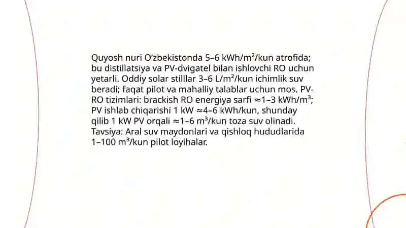 Òzbekiston sharoitida shòr suvlarni chuchuklashtirish ģoyasini yaratish 4