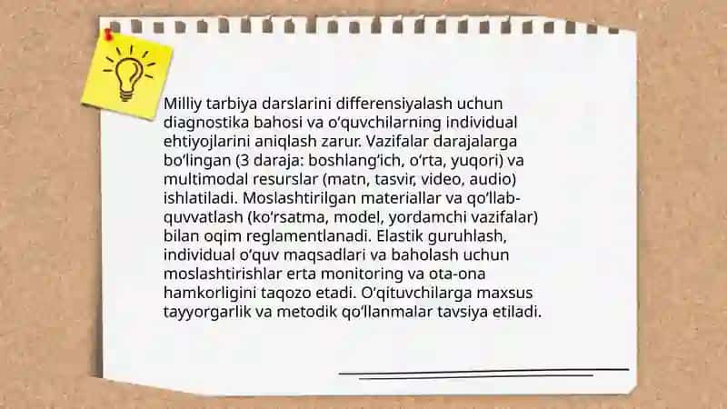 Milliy tarbiya fanini oʻqitishning inklyuziv taʼlim shakli 4