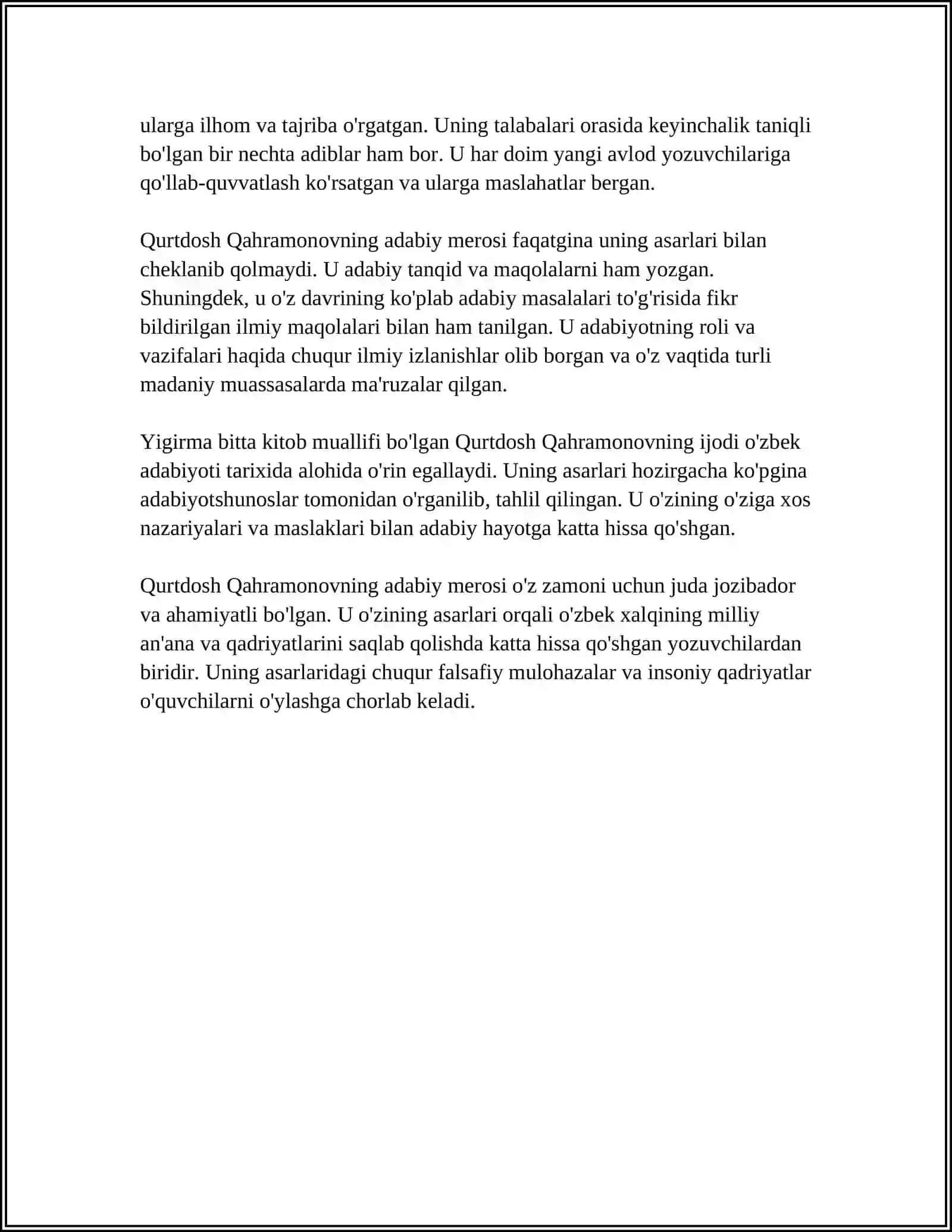 Qurtdosh Qahramonov Adabiy Tanqid Yangilanish Jarayonlari Kitobini O'qib O'rganish 4