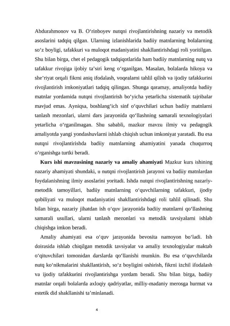 Nutqni rivojlantirishda badiiy matnlardan foydalanish nazariyasi. 4
