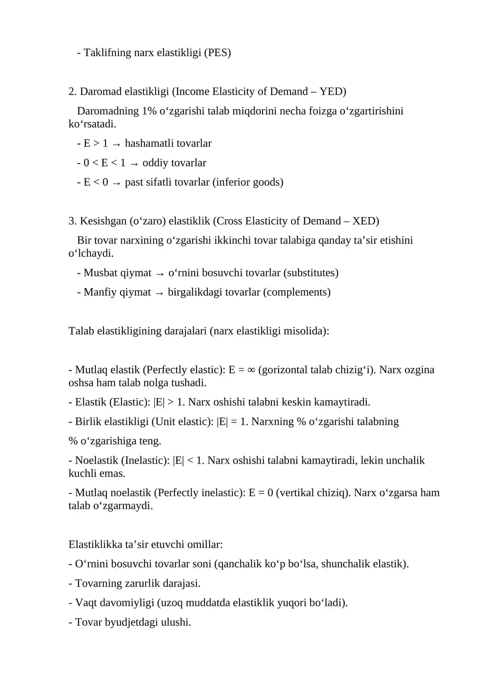 Mikroiqtisodiyot - Elastiklik nazariyasi va uni amaliyotda qo'llanilishi 4