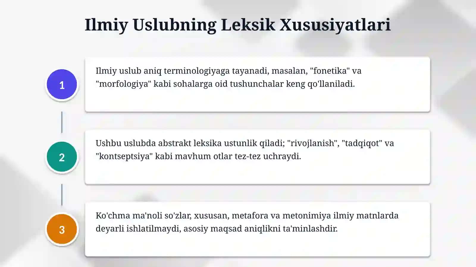 Ilmiy uslub va rasmiy-idoraviy uslublarning leksik-grammatik xususiyatlari 4