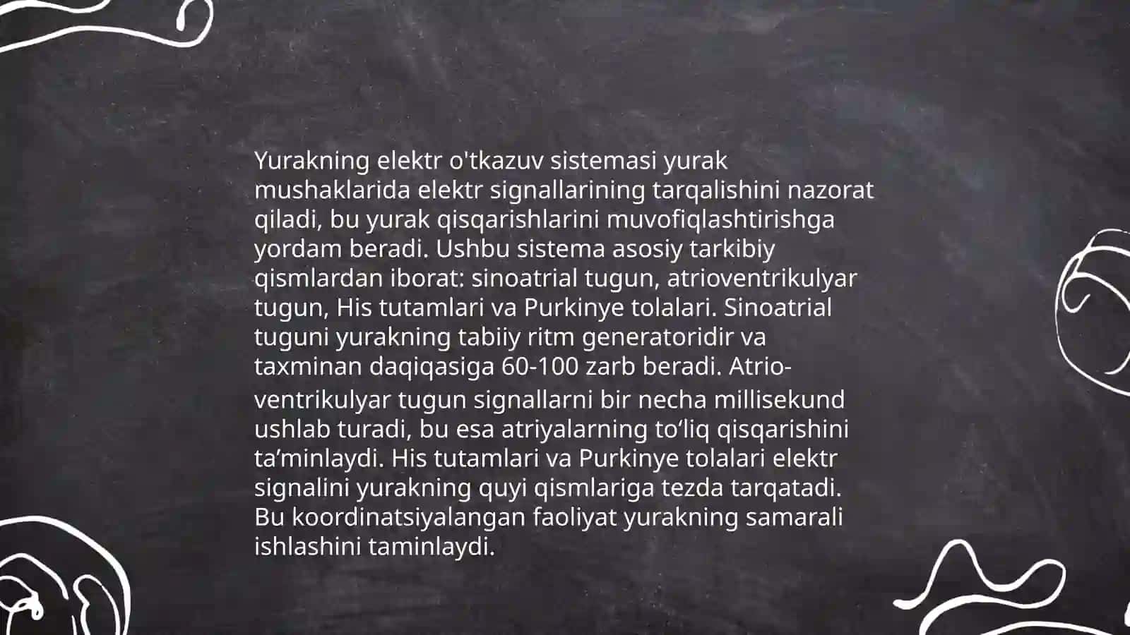 Yurak toʻqimasi yurakning elektr oʻtkazuv sistemasi hamda qavatlari 4