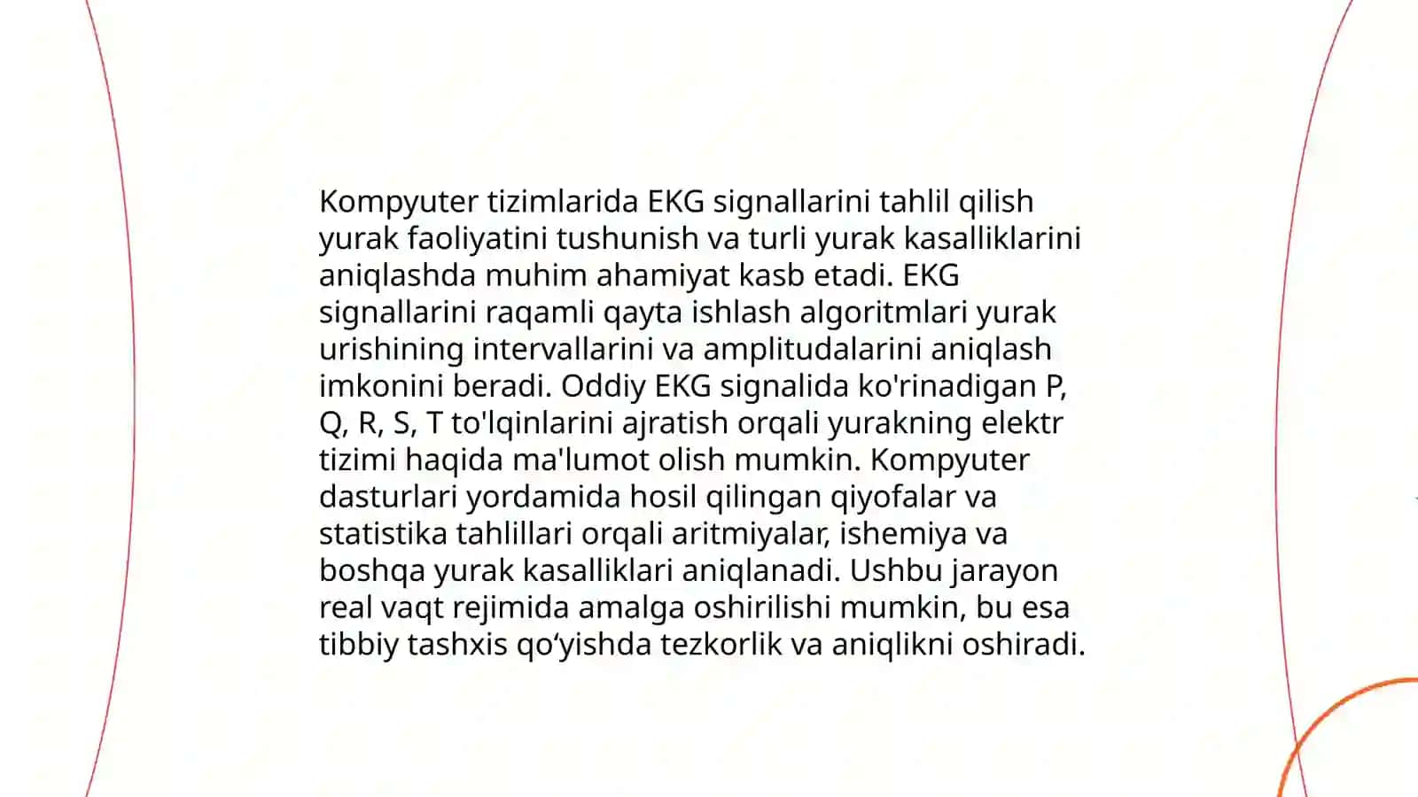Kompyuter tizimlari EKGni olish uchun ishlatilishi 4