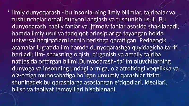 Ilmiy dunyoqarashni shakllantirish 4