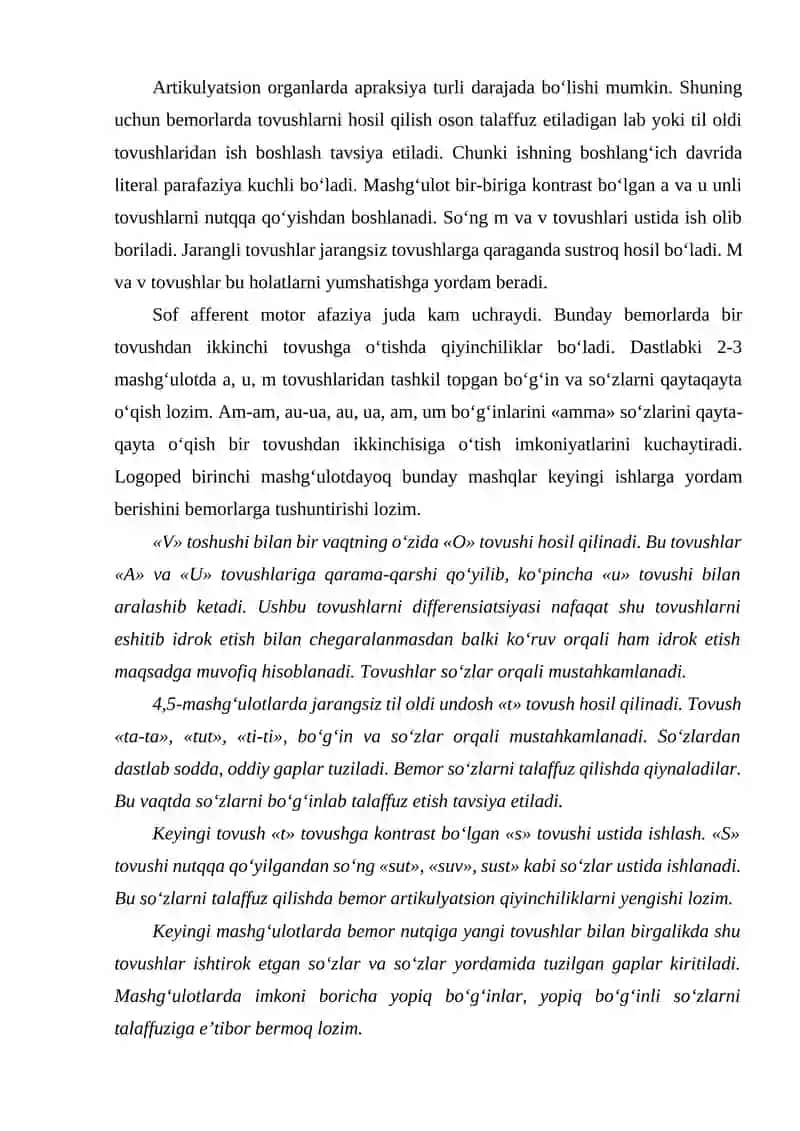 Afferent motor afaziyani bartaraf etishda korreksion-pedagogik ishlar 4