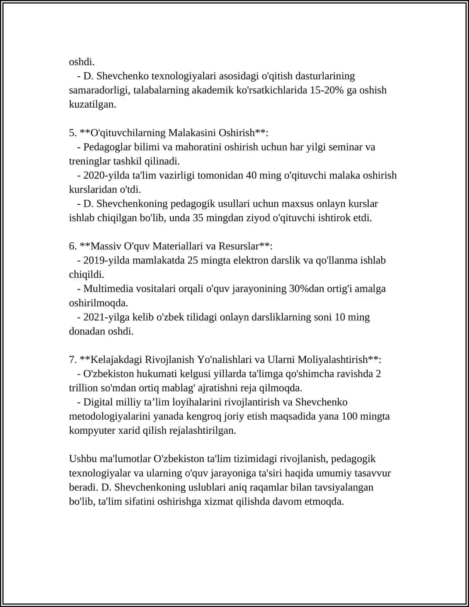 D. SHEVCHENKO BO’YICHA PEDAGOGIK JARAYON TEXNOLOGIYASI 4