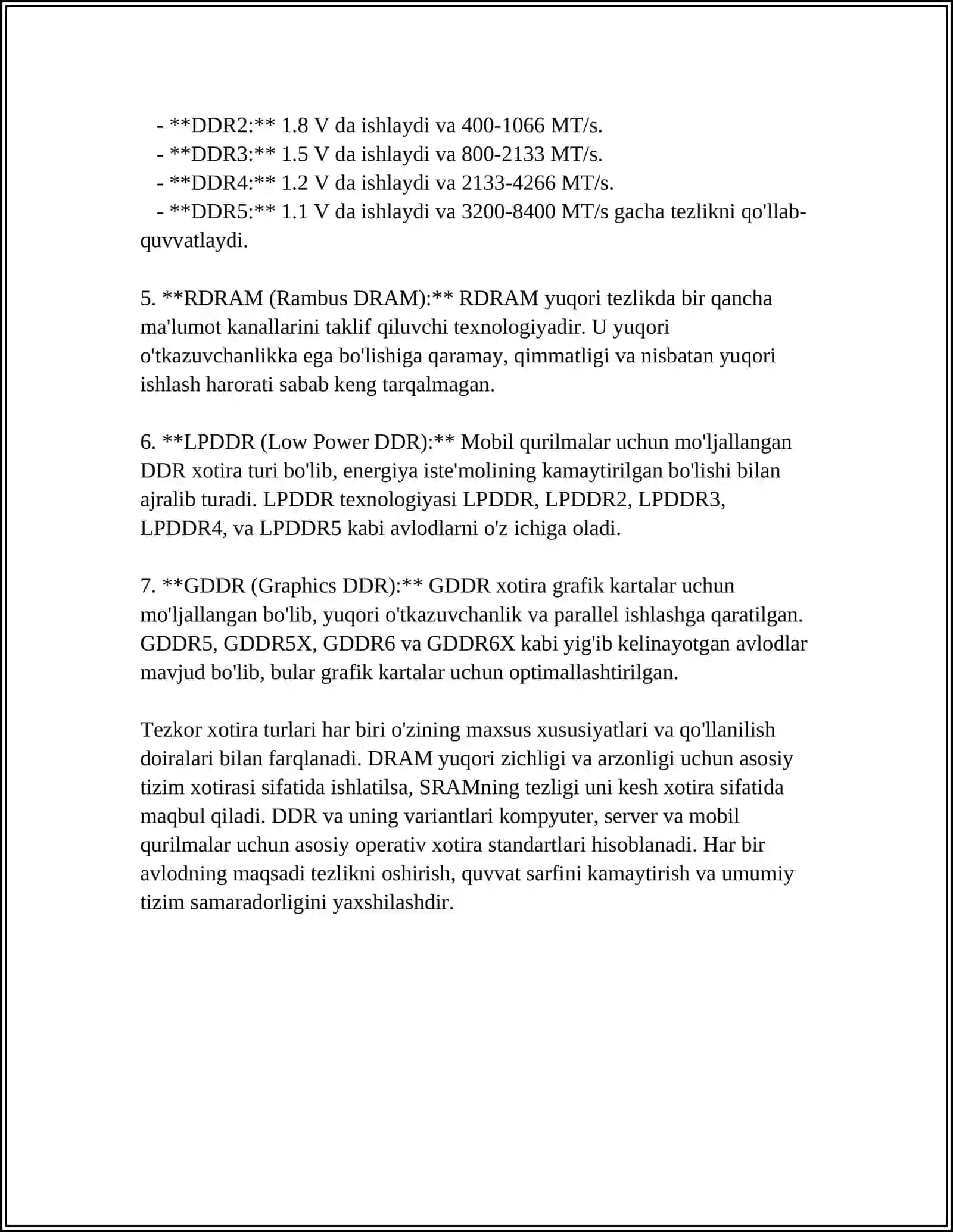 Tezkor xotira (RAM) turlari 4