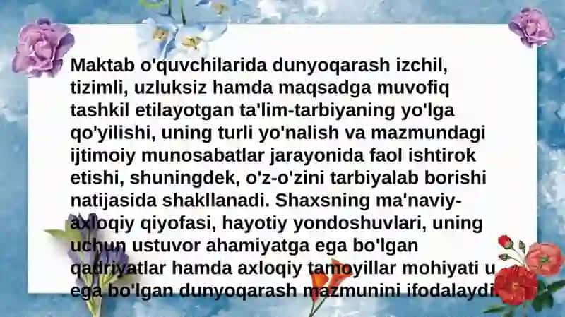 Oʼquvchilarni ilmiy dunyoqarashini shakllantirish 4