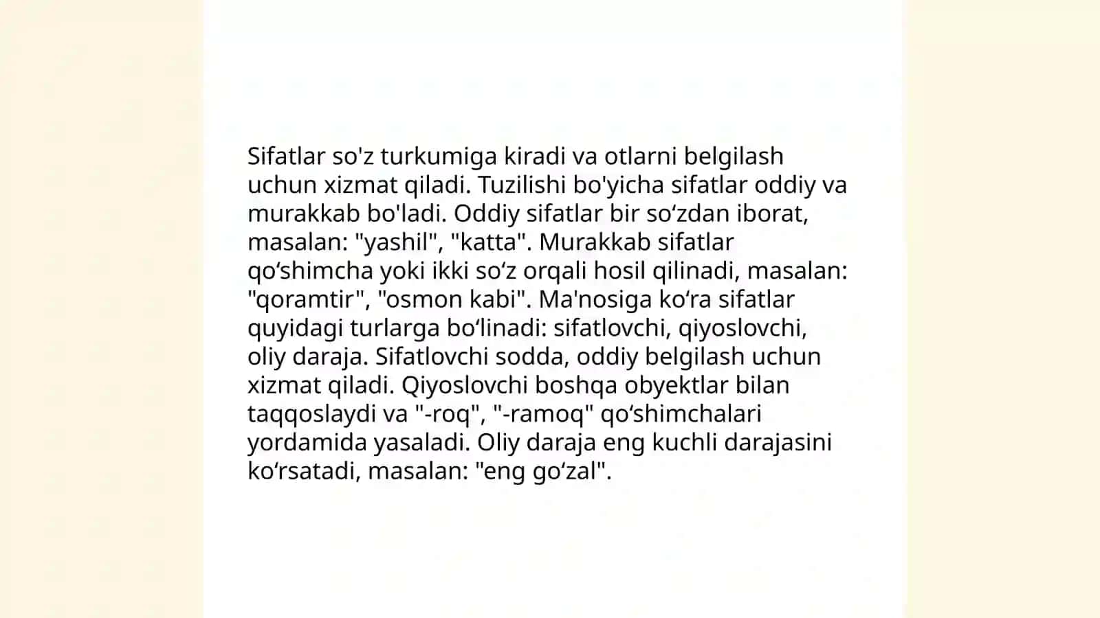 Boshlangʻich sinf ona tili va oʻqish savodxonligi darslarida sifat soʻz turkumi ustida ishlashda taʼlimiy vositalar 4