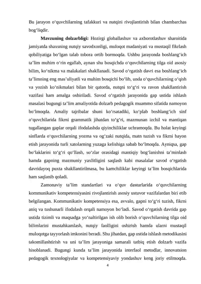 Savod oʻrgatish davrida gap ustida ishlash 4