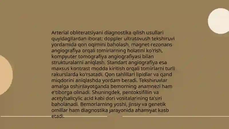 Arterial qon tomirlarini surunkali obliteratsiyasida zamonaviy davolash usullari 4