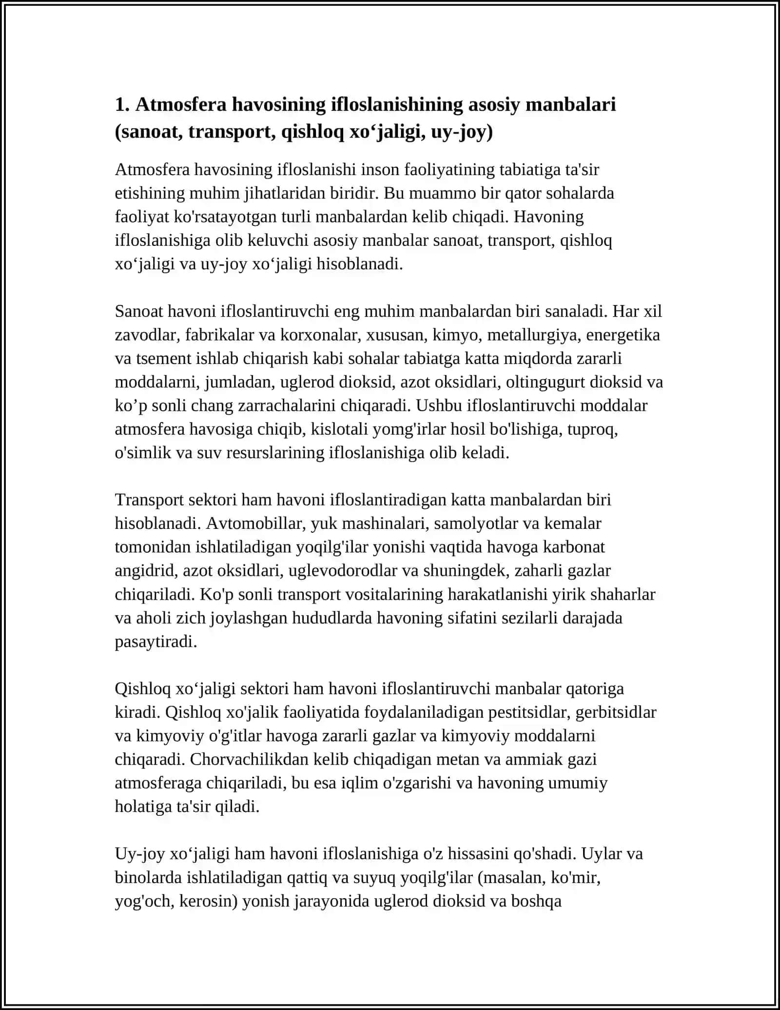 INSON FAOLIYATINING TABIATIGA TA'SIRI VA TABIATNING JAVOBI 4