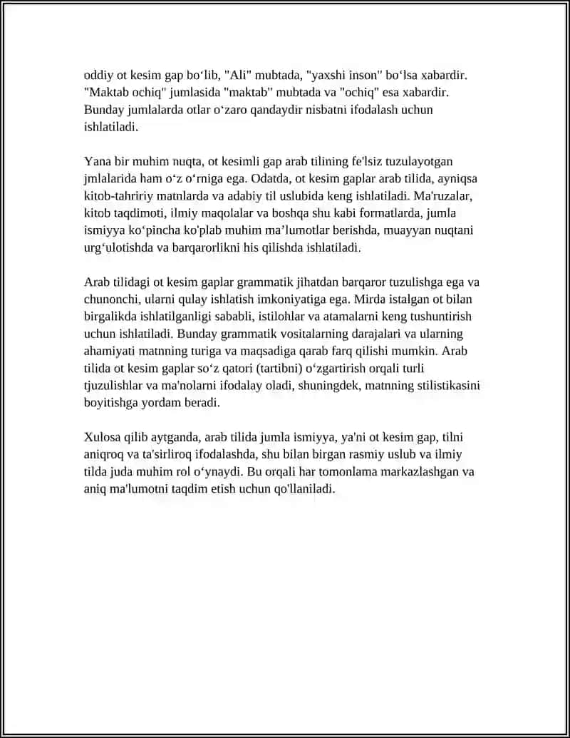 ARAB TILIDA OT KESIM GAPLARGA TALABLAR QOYILISHI 4