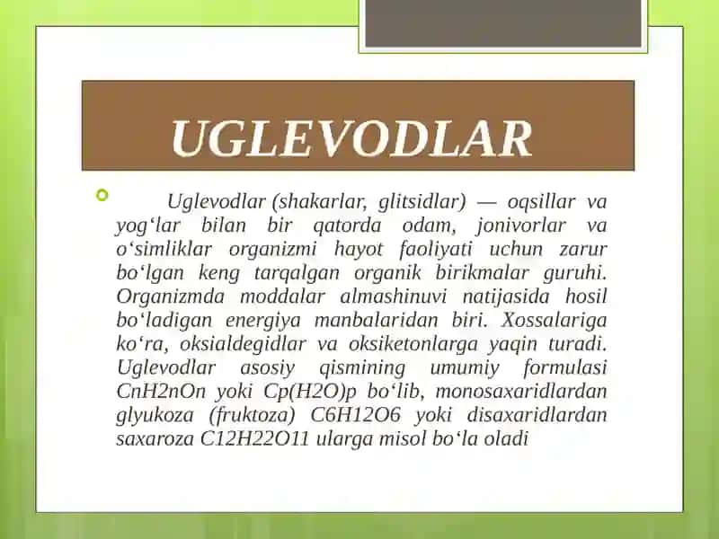 Ozuqalarning uglevodga to’yimliligi. 4