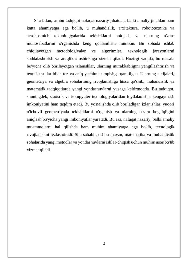 BERILGAN NUQTADAN O'TIB, BERILGAN VEKTORGA PARALEL YOKI PERPENDIKULYAR BOLGAN TEKISLIKLAR TEGLAMASI 4