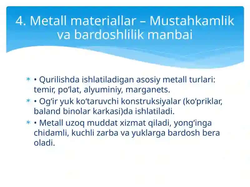 Yogʻoch, Metall va Shisha Qurilish Materiallari 4