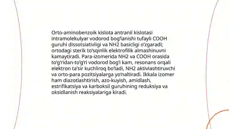 Para- va orto aminobenzoy hamda para-aminosalitsil kislota hosilalari 4