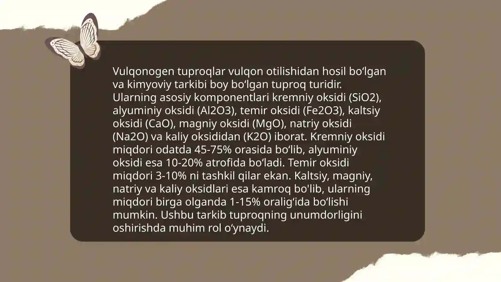 Vulqonogen tuproqlarga oid ma'lumotlarni jamlash 4