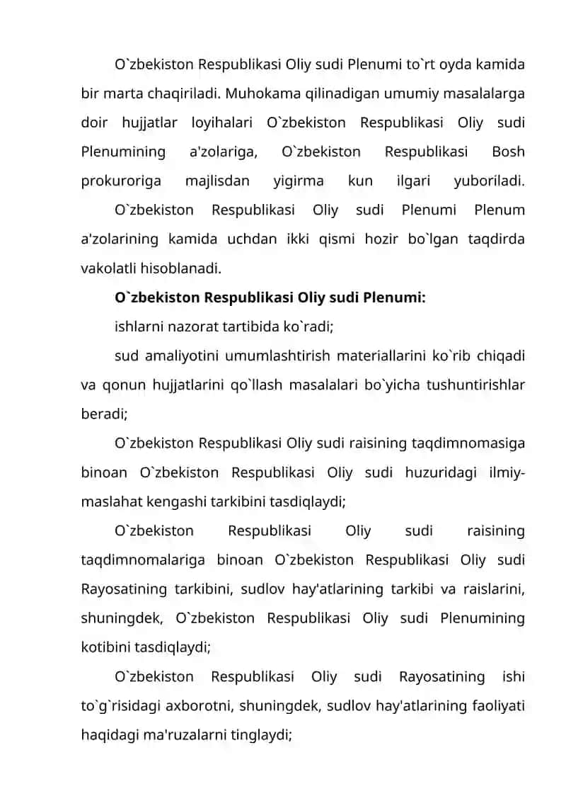 O`zbekiston Respublikasi Oliy Sudi vakolatlari 4