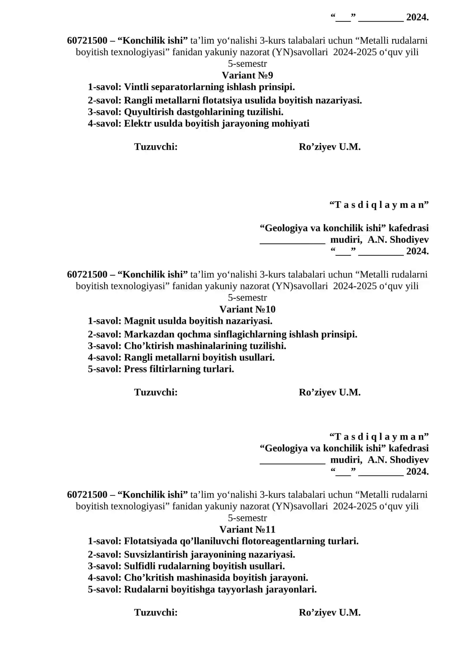 Metalli rudalarni boyitish texnologiyasi 4
