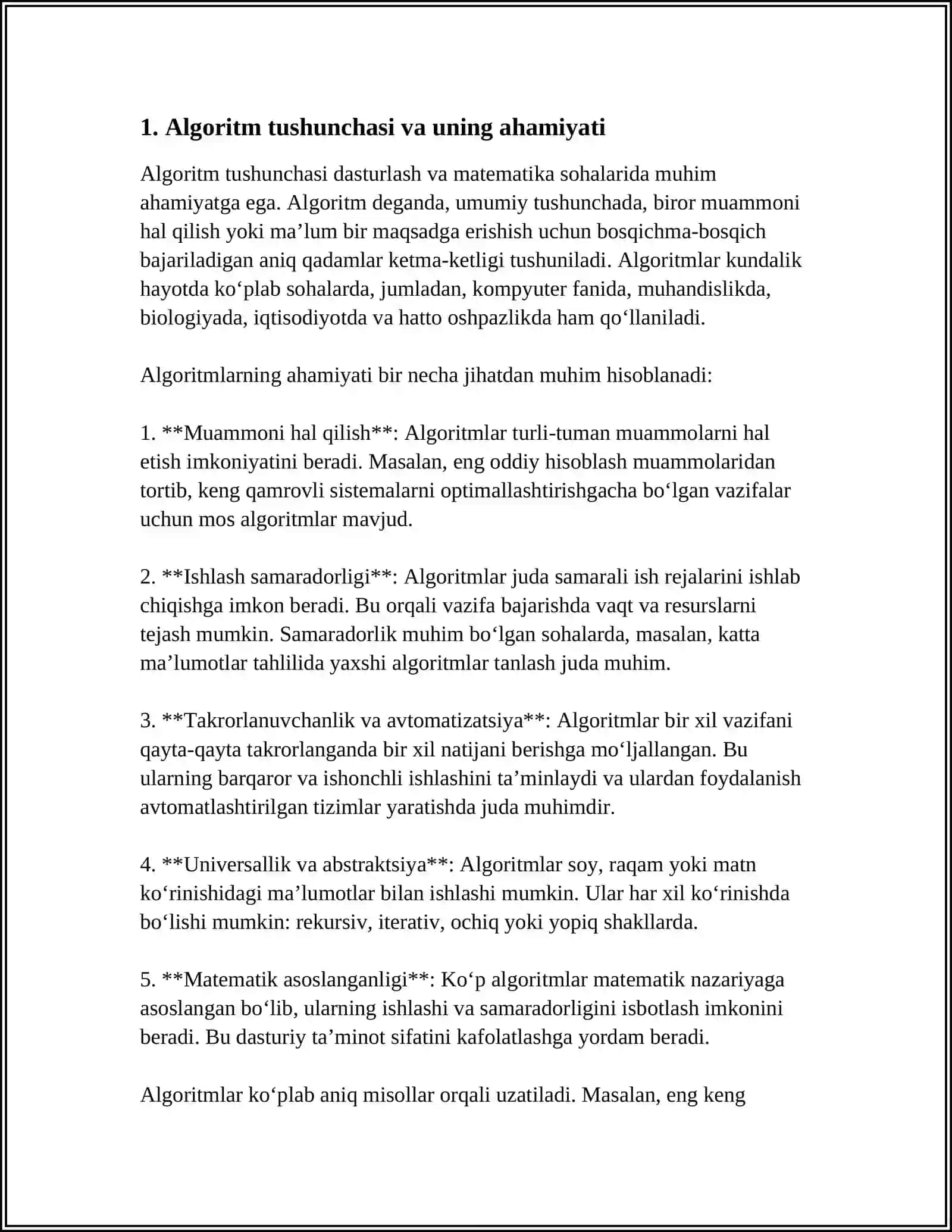 TARMOQLANUVCHI JARAYONLARNI TASHKIL ETISH (ALGORITM VA DASTUR) 4