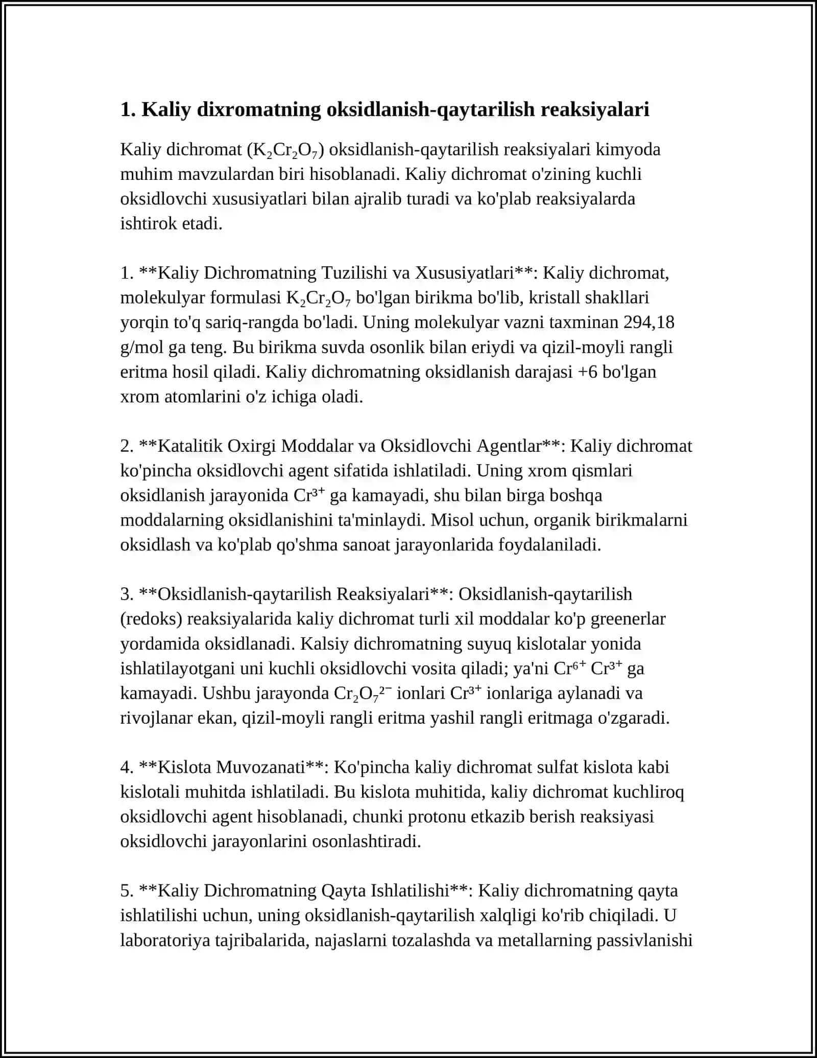 KALIY DIXROMAT BOYICHA NATRIY TOISULFATINING KONSENTRATSIYASINI ANIQLASH 4
