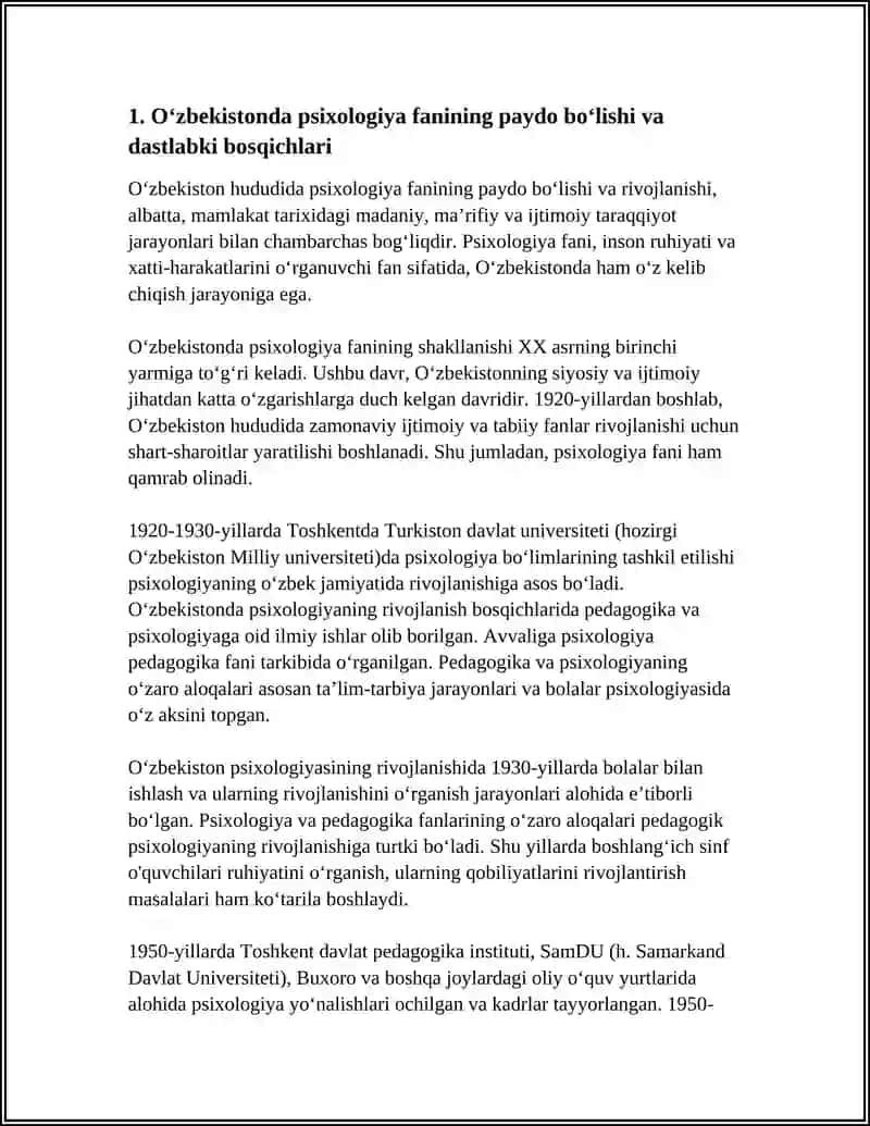 Oʻzbekistonda Psixologiya Fanining Rivojlanish Tarixi 4