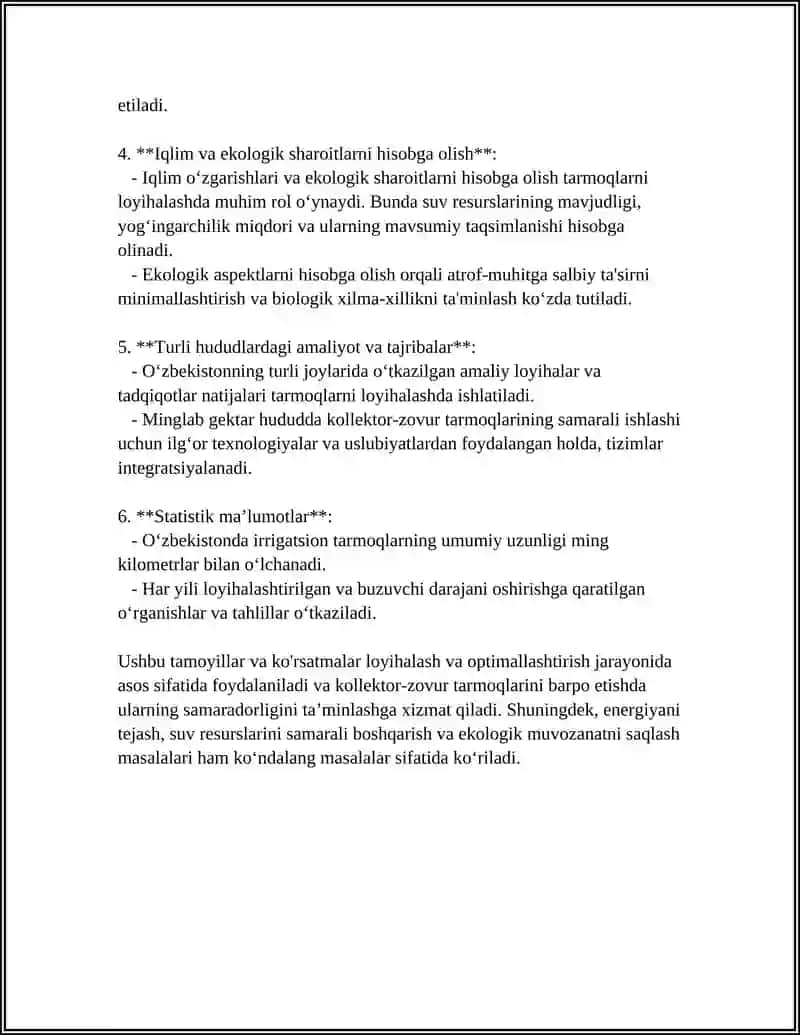Kollektor-zovur tarmoqlarini loyihalash va optimallashtirish tamoyillari 4
