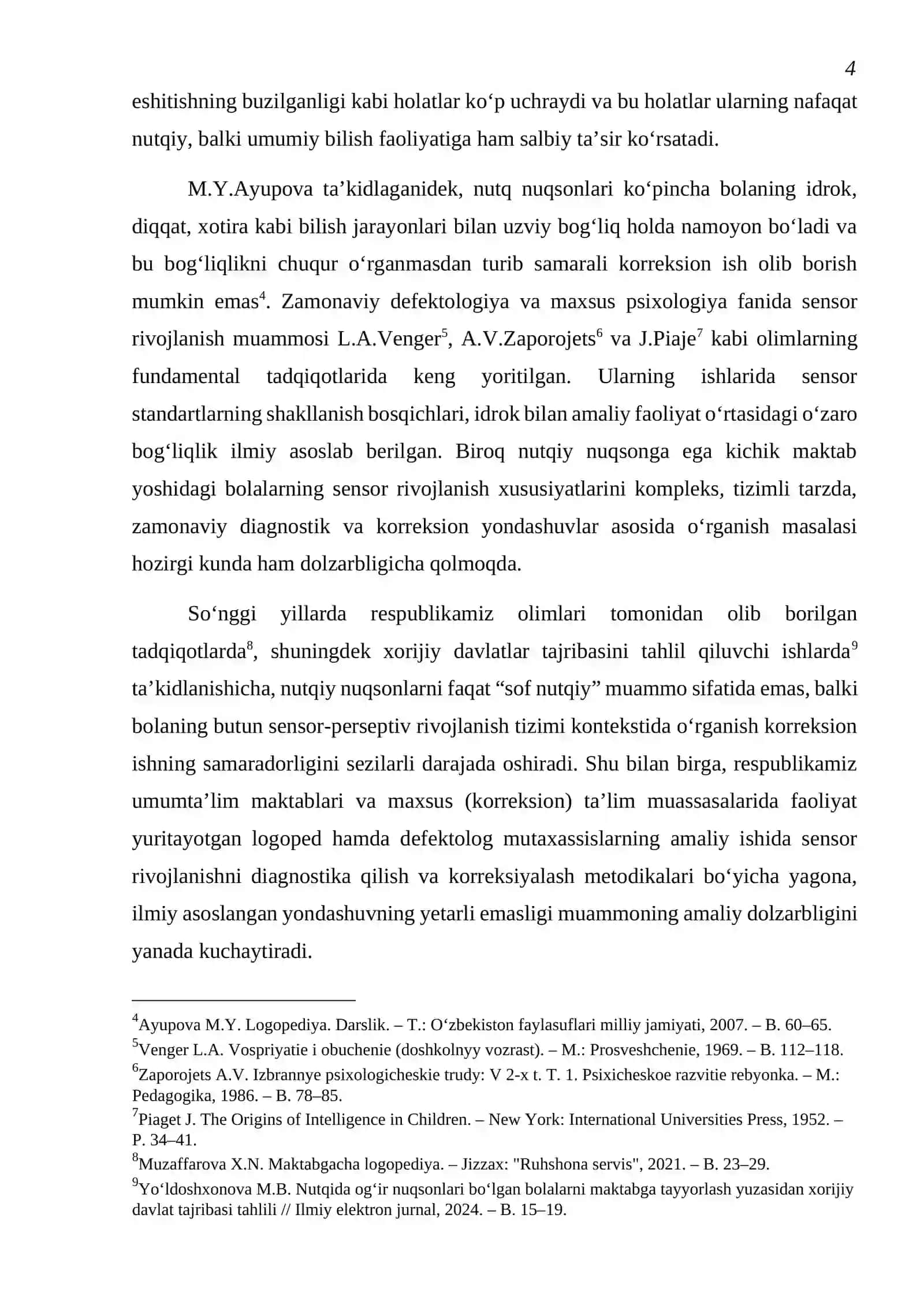 Kichik maktab yoshidagi nutqiy rivojlanishida nuqsoni boʻlgan bolalarning sensor rivojlanish xususiyatlari 4