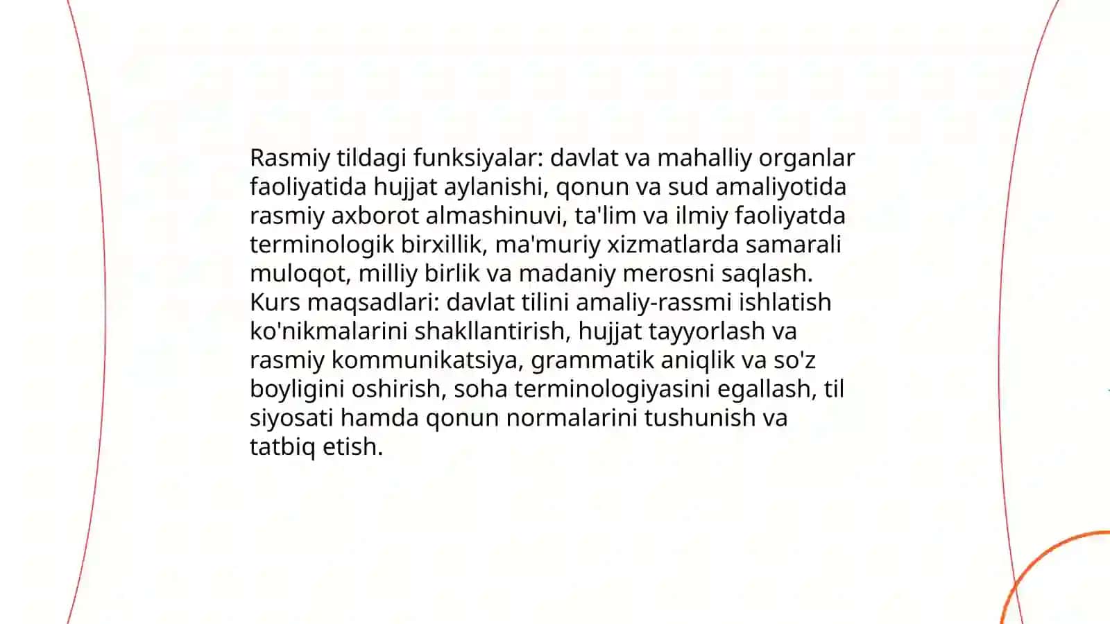 Davlat tilida ish yuritish fanining maqsad vazifalari 4