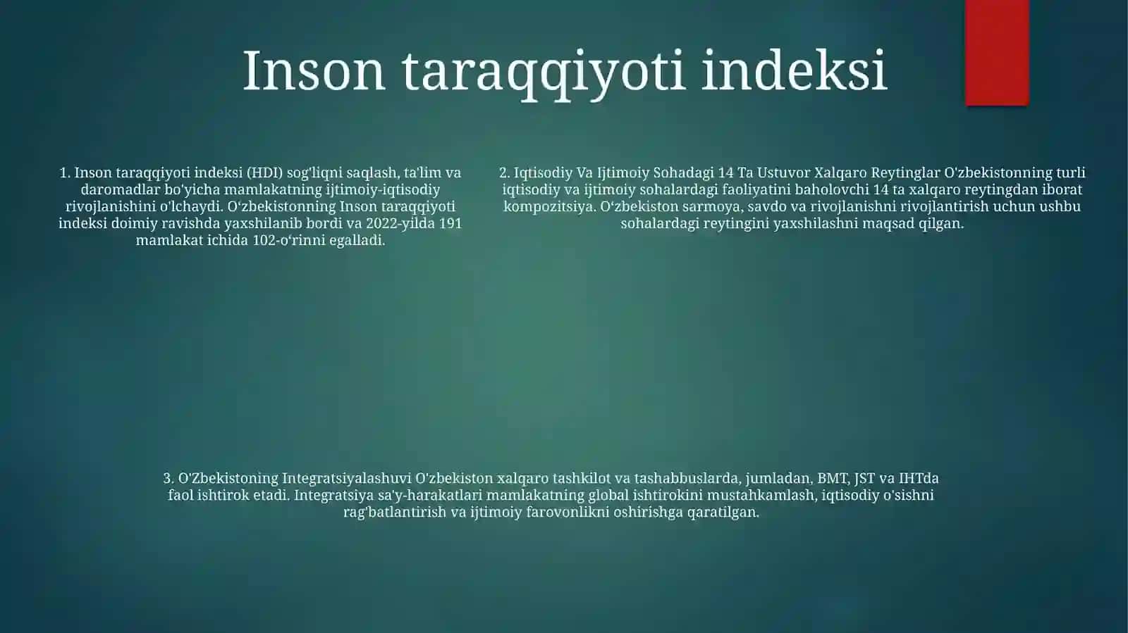 O‘zbekistonning iqtisodiy va ijtimoiy rivojlanishi 4