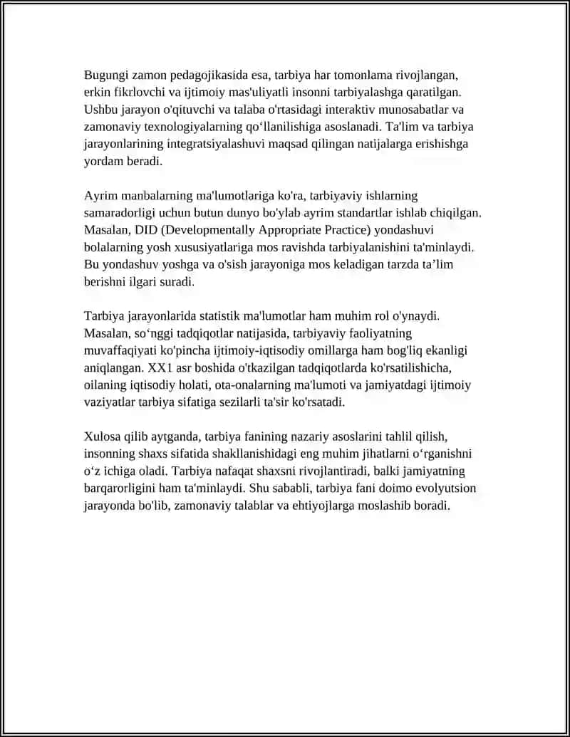 TARBIYA FANINI O ZIGA XOSLIKLARINI GIYOSIY TAHLIL GILISH. 4